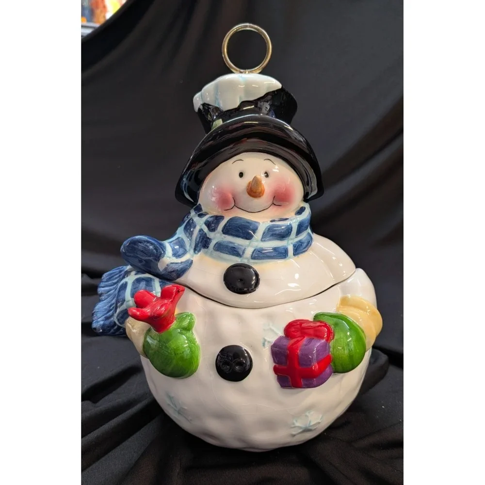 Really Cute Snowman with a SMILE; Ceramic Cookie Jar, 10